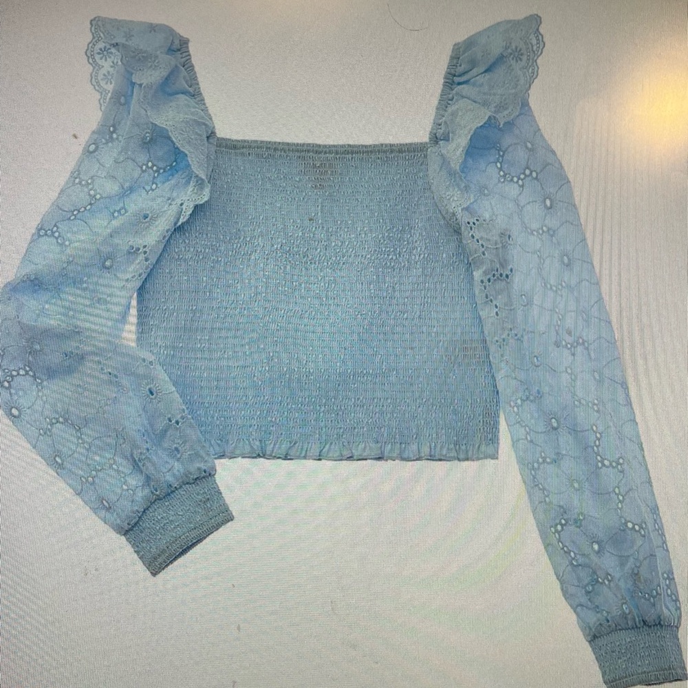 Design History - Girls - Eyelet Elastic Top - BLUE - Size S (6-8) EUC